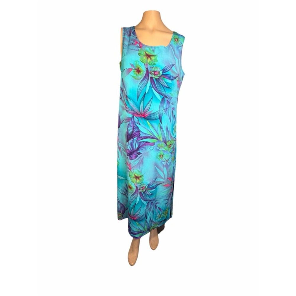 Vintage Reversible Floral Maxi Dress 90s Resort Wear